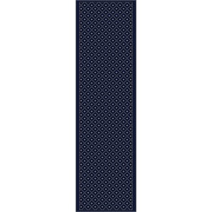Como 782 Transitional Geometric NavyBlue Runner Polypropylene Rug 2'2&quotx7'7&quot