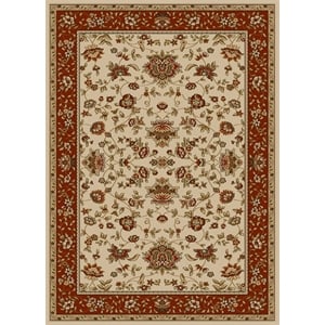 Radici USA Como Traditional Oriental Floral Ivory Rectangular Polypropylene Area Rug 7'9&quot x 11'