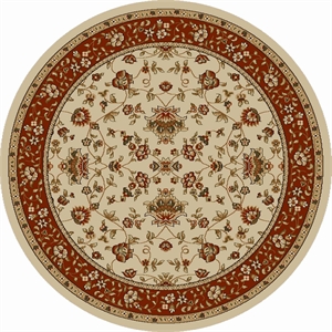 Radici USA Como Traditional Oriental Floral Ivory 5'3&quot Round Polypropylene Area Rug