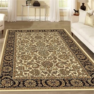 Radici USA Noble Traditional Oriental Floral 5'5&quot x 8'3&quot Rectangular Polypropylene Area Rug in Ivory