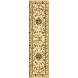 Radici USA Noble Traditional Medallion Oriental 2'2&quot x 8' Rectangular Polypropylene Area Rug in Ivory