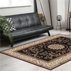 Radici USA Noble Traditional Medallion Oriental 7'9&quot x 9'6&quot Rectangular Polypropylene Area Rug in Black