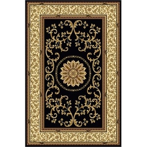 Radici USA Noble Traditional Medallion Oriental 7'9&quot x 11'6&quot Rectangular Polypropylene Area Rug in Black