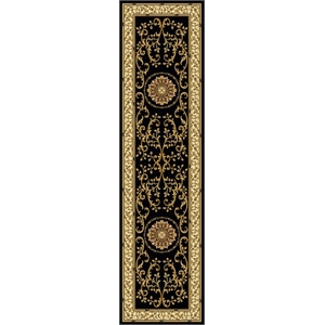 Radici USA Noble Traditional Medallion Oriental 2'2&quot x 8' Rectangular Polypropylene Area Rug in Black