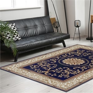 Radici USA Noble Traditional Medallion Oriental 7'9&quot x 9'6&quot Rectangular Polypropylene Area Rug in Blue