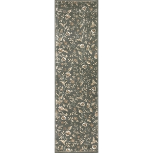 Radici USA Pisa Botanical Floral Light Green Runner Polypropylene Rug 2'2&quot x 7'7&quot