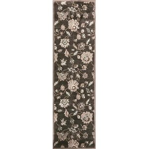 Radici USA Pisa Traditional Floral Brown Runner Polypropylene Rug 2'2&quot x 7'7&quot