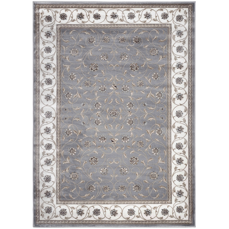 Radici USA Pisa Traditional Vine Floral Gray Rectangular Polypropylene Area Rug 5'3