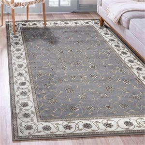 Radici USA Pisa Traditional Vine Floral Gray Rectangular Polypropylene Area Rug 5'3&quot x 7'3&quot