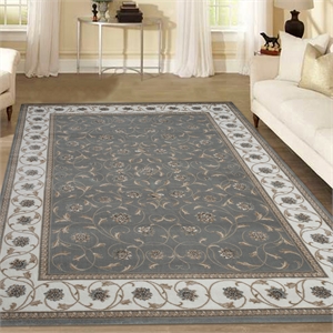 Radici USA Pisa Traditional Vine Floral Gray Rectangular Polypropylene Area Rug 7'10&quot x 10'6&quot