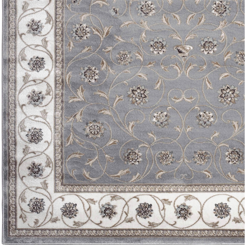Radici USA Pisa Traditional Vine Floral Gray Runner Polypropylene Rug 2'2