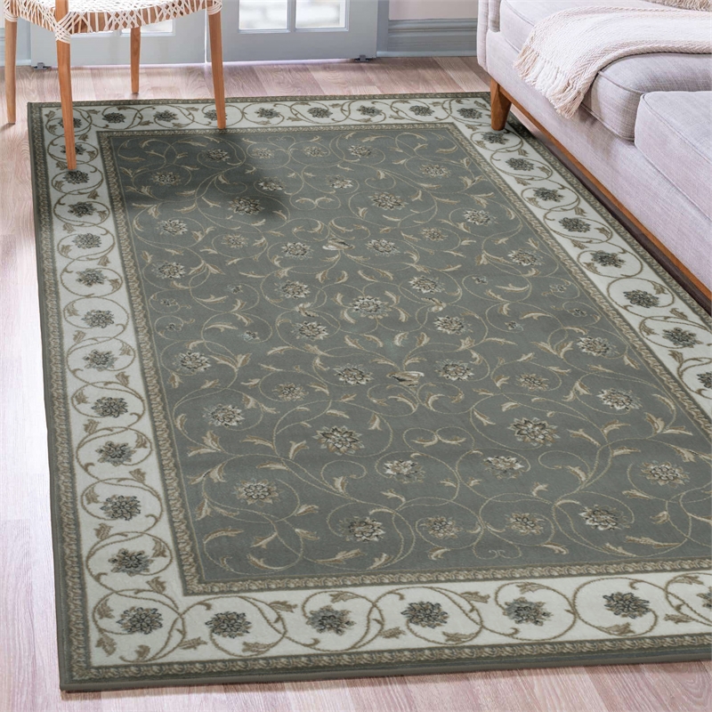 Radici USA Pisa Traditional Vine Floral Green Rectangular Polypropylene Area Rug 3'3