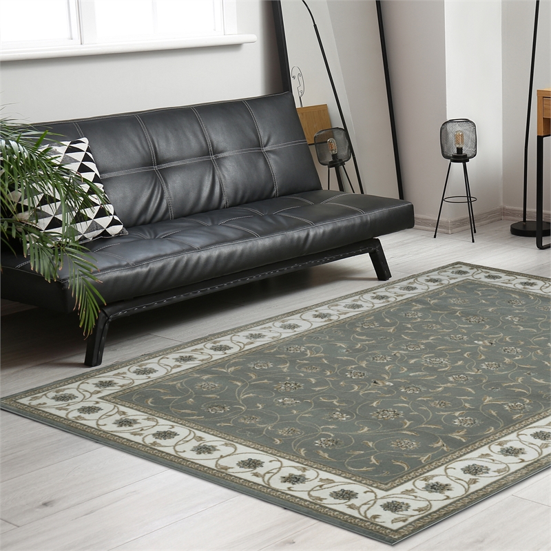 Radici USA Pisa Traditional Vine Floral Green Rectangular Polypropylene Area Rug 5'3