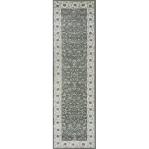 Radici USA Pisa Traditional Vine Floral Green Runner Polypropylene Rug 2'2&quot x 7'7&quot