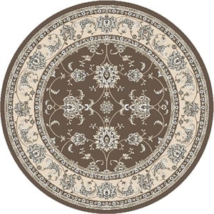 Radici USA Pisa Traditional Oriental Brown 7'10&quot Round Polypropylene Area Rug