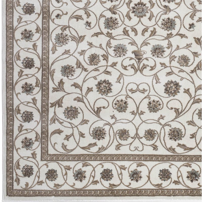 Radici USA Pisa Traditional Vine Floral Bone White Rectangular Polypropylene Area Rug 3'3