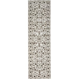 Radici USA Pisa Traditional Vine Floral Bone White Runner Polypropylene Rug 2'2&quot x 7'7&quot