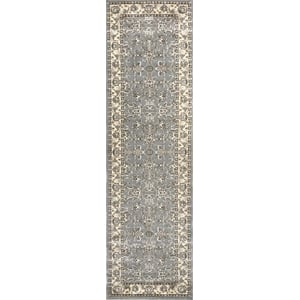 Radici USA Pisa Traditional Oriental Gray Runner Polypropylene Rug 2'2&quot x 7'7&quot