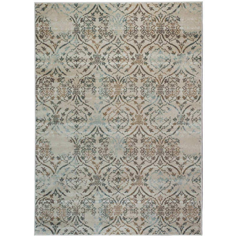 Radici USA Pisa Transitional Damask Beige Rectangular Polypropylene Area Rug 5'3