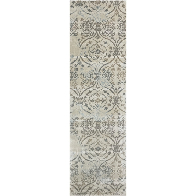 Radici USA Pisa Transitional Damask Beige Runner Polypropylene Rug 2'2
