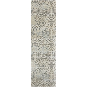 Radici USA Pisa Transitional Damask Beige Runner Polypropylene Rug 2'2&quot x 7'7&quot