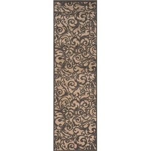 Radici USA Pisa Transitional Scroll Beige Runner Polypropylene Rug 2'2&quot x 7'7&quot