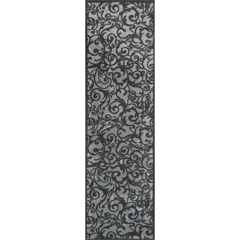 Radici USA Pisa Transitional Scroll Gray Runner Polypropylene Rug 2'2