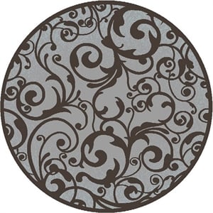 Radici USA Pisa Transitional Scroll Gray 7'10&quot Round Polypropylene Area Rug