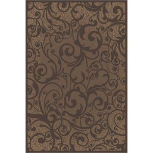 Radici USA Pisa Transitional Scroll Brown Rectangular Polypropylene Area Rug 5'3&quot x 7'3&quot