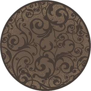 Radici USA Pisa Transitional Scroll Brown 7'10&quot Round Polypropylene Area Rug
