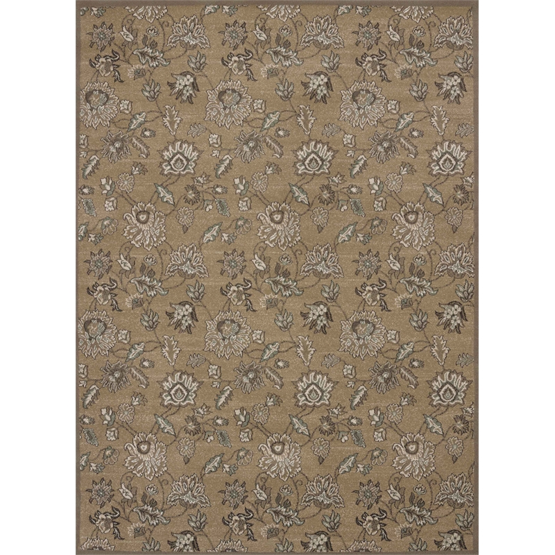 Radici USA Pisa Traditional Floral Beige Rectangular Polypropylene Area Rug 5'3