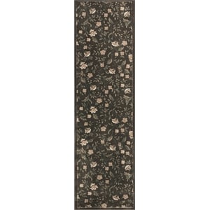 Radici USA Pisa Botanical Floral Brown Runner Polypropylene Rug 2'2&quot x 7'7&quot