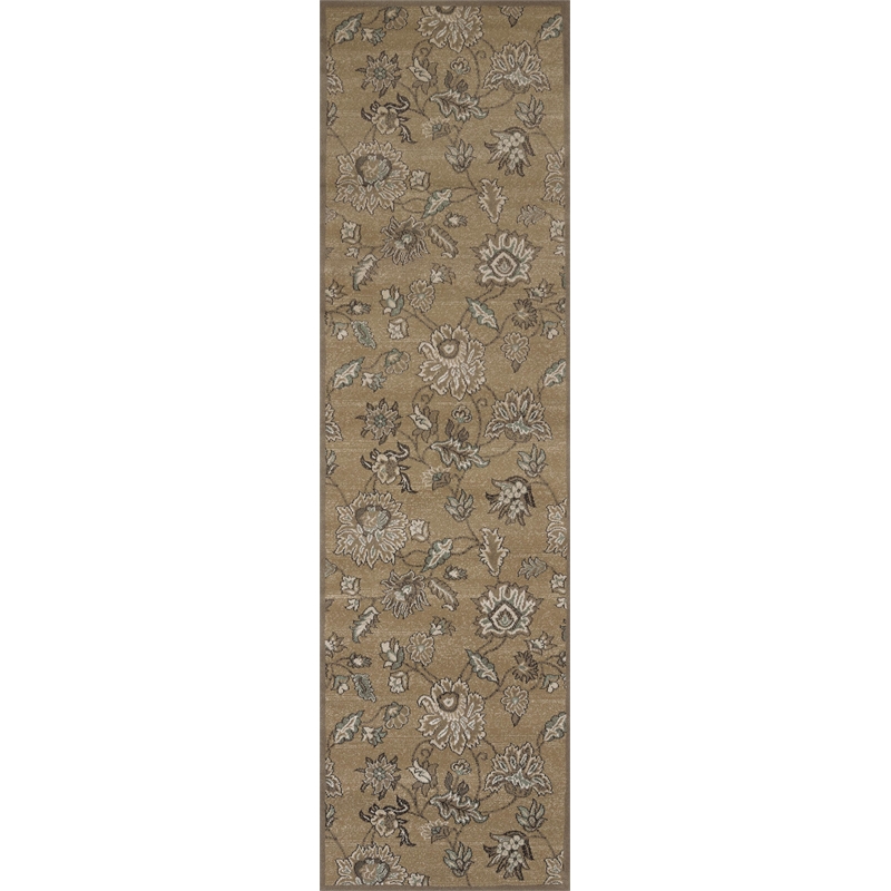 Radici USA Pisa Traditional Floral Beige Runner Polypropylene Rug 2'2