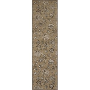 Radici USA Pisa Traditional Floral Beige Runner Polypropylene Rug 2'2&quot x 7'7&quot