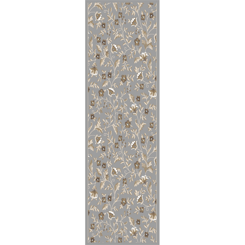 Radici USA Pisa Botanical Floral Gray Runner Polypropylene Rug 2'2