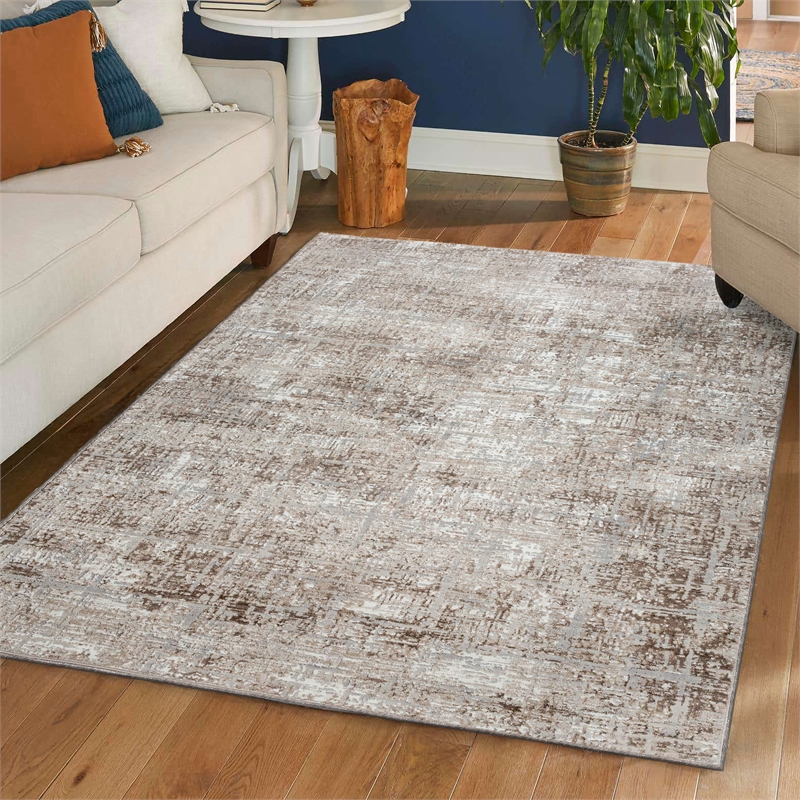 Livigno 1241 Transitional Striated Beige Polypropylene Area Rug 3'3