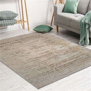Davide 1229 Transitional Crackled Beige Polypropylene Area Rug 5'3&quot x 7'3&quot
