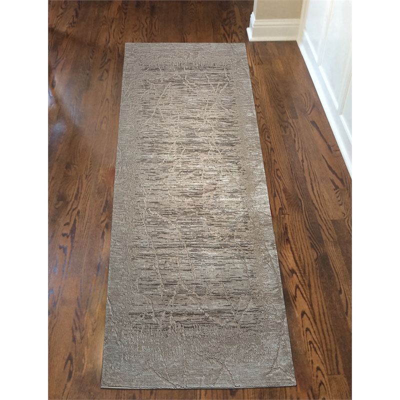Davide 1229 Transitional Crackled Beige Runner Area Rug