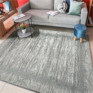 Davide 1229 Transitional Crackled Gray Polypropylene Area Rug 5'3&quot x 7'3&quot