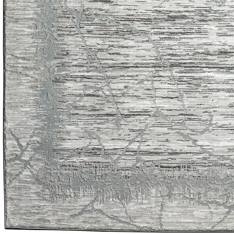 Davide 1229 Transitional Crackled Gray Polypropylene Area Rug 5'3