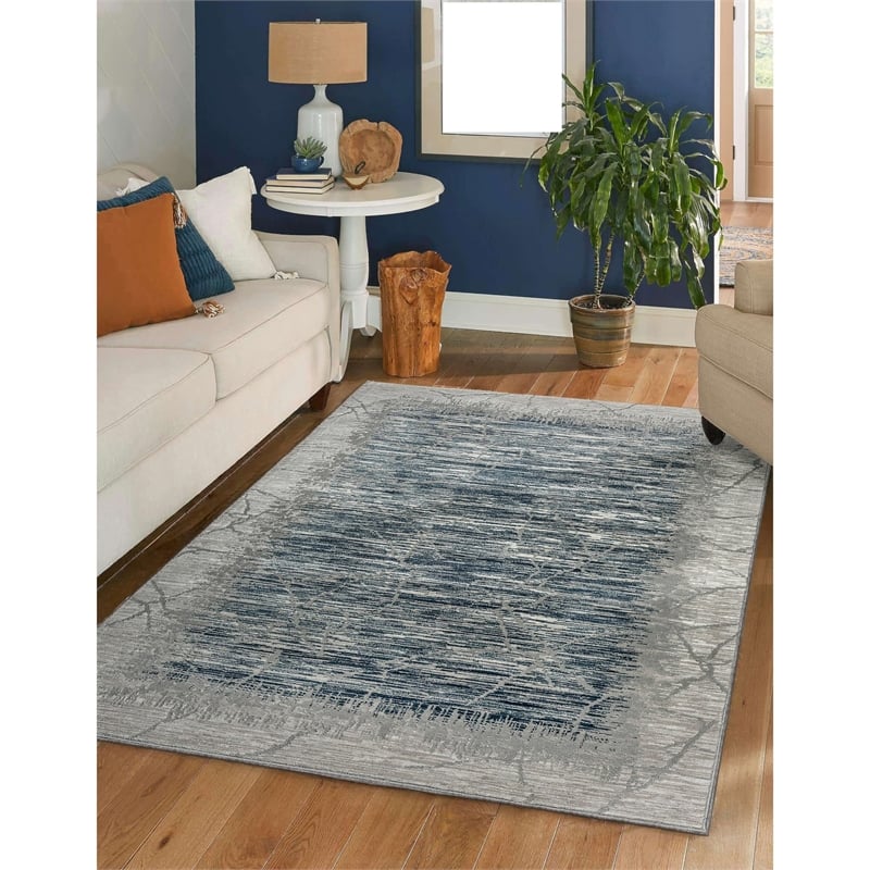 Davide 1229 Transitional Crackled Grey 5x8 Area Rug