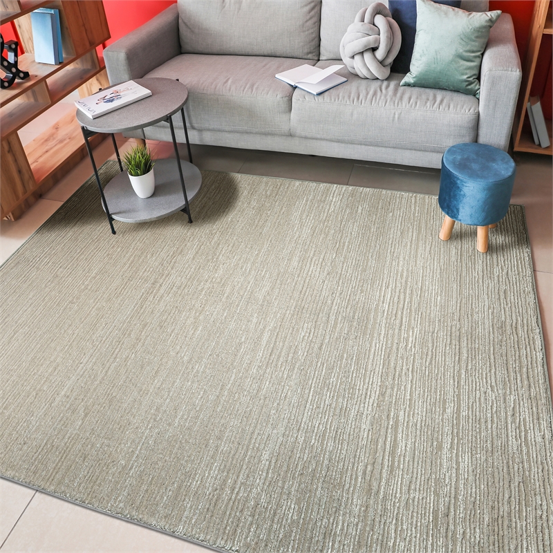 Davide 1228 Transitional Striated Beige 8x10 Area Rug