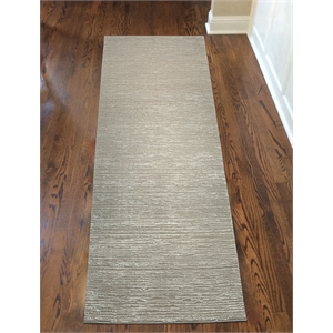 Davide 1228 Transitional Striated Beige Indoor Runner Polypropylene Blend Rug 2'2&quot x 7'7&quot