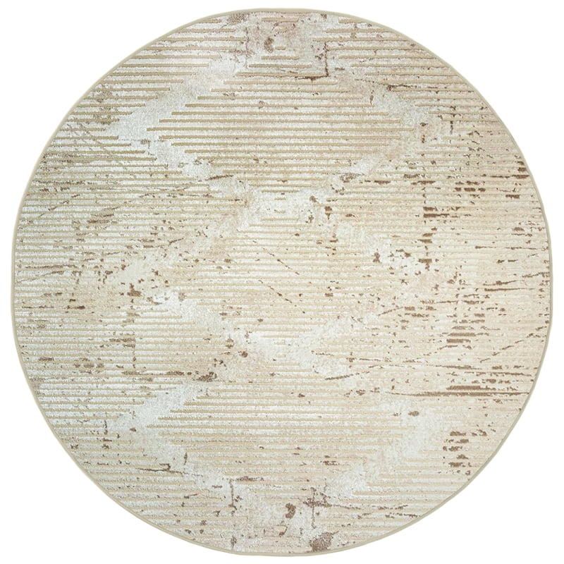 Davide 1230 Transitional Geometric Beige 8' Round Area Rug