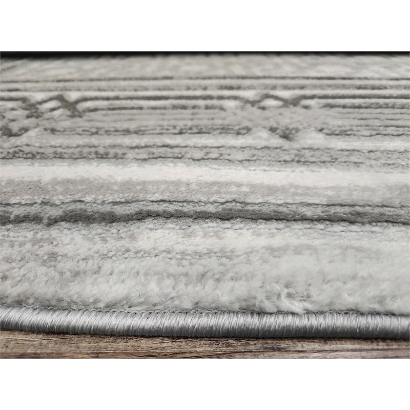 Davide 1231 Transitional Bordered Gray Polypropylene Area Rug 7'10