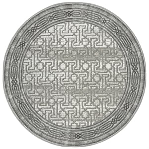 Davide 1231 Transitional Bordered Grey 5' Round Polypropylene Area Rug