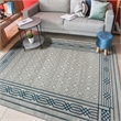 Davide 1231 Transitional Bordered Blue Polypropylene Area Rug 7'10