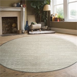 Davide 1228 Transitional Striated Beige Round Polypropylene Area Rug 5'3&quot x 5'3&quot