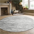 Davide 1228 Transitional Striated Grey 5' Round Polypropylene Area Rug