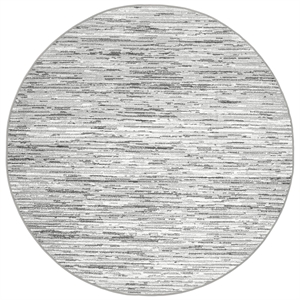 Davide 1228 Transitional Striated Grey 5' Round Polypropylene Area Rug